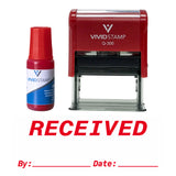 Red Received By Date Self Inking Rubber Stamp Combo With Refill