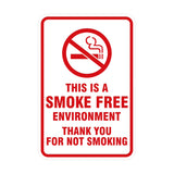Signs ByLITA Portrait Round This is a Smoke Free Environment Thank you for not smoking Sign