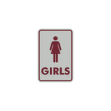 Signs ByLITA Portrait Round Girls (female bathroom icon) Sign with Adhesive Tape, Mounts On Any Surface, Weather Resistant, Indoor/Outdoor Use