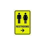 Portrait Round Restrooms Right Arrow Sign