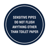 Circle Sensitive Pipes Do Not Flush Anything Other Than Toilet Paper Wall or Door Sign