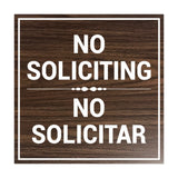 Square No Soliciting No Solicitar Sign with Adhesive Tape, Mounts On Any Surface, Weather Resistant