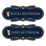 Designer Bucks and Does Novelty Restroom Signs (Set of 2) Wall or Door Sign