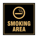 Square Smoking Area Sign with Adhesive Tape, Mounts On Any Surface, Weather Resistant