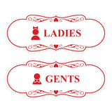 Designer Ladies and Gents Restroom Signs, Bow Ties and Tiaras (Set of 2) Wall or Door Sign