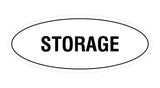 White Oval STORAGE Sign