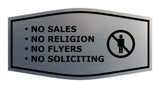 Fancy No Sales, No Religion, No Flyers, No Soliciting Wall or Door Sign