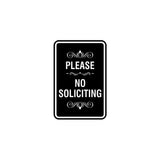 Portrait Round please no soliciting Sign with Adhesive Tape, Mounts On Any Surface, Weather Resistant