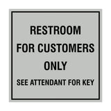Square Restroom For Customers Sign with Adhesive Tape, Mounts On Any Surface, Weather Resistant