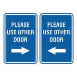 Portrait Round Please Use Other Door Sign Set with Adhesive Tape, Mounts On Any Surface, Weather Resistant