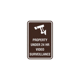Portrait Round Property Under 24 HR Video Surveillance Sign with Adhesive Tape, Mounts On Any Surface, Weather Resistant