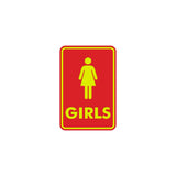 Signs ByLITA Portrait Round Girls (female bathroom icon) Sign with Adhesive Tape, Mounts On Any Surface, Weather Resistant, Indoor/Outdoor Use