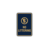 Portrait Round No Littering Sign With Adhesive Tape