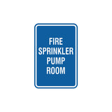 Portrait Round Fire Sprinkler Pump Room Sign with Adhesive Tape, Mounts On Any Surface, Weather Resistant