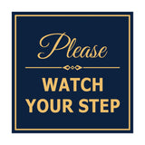 Signs ByLITA Square Classy Please Watch Your Step Sign with Adhesive Tape, Mounts On Any Surface, Weather Resistant, Indoor/Outdoor Use
