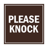 Square Please Knock Sign with Adhesive Tape, Mounts On Any Surface, Weather Resistant