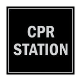 Signs ByLITA Square CPR Station Sign with Adhesive Tape, Mounts On Any Surface, Weather Resistant, Indoor/Outdoor Use