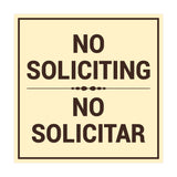 Square No Soliciting No Solicitar Sign with Adhesive Tape, Mounts On Any Surface, Weather Resistant