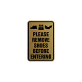 Portrait Round please remove shoes before entering Sign with Adhesive Tape, Mounts On Any Surface, Weather Resistant