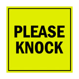 Square Please Knock Sign with Adhesive Tape, Mounts On Any Surface, Weather Resistant