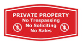 Fancy Private Property No Trespassing No Soliciting No Sales Wall or Door Sign