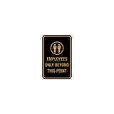 Portrait Round Employees Only Beyond This Point Sign with Adhesive Tape, Mounts On Any Surface, Weather Resistant