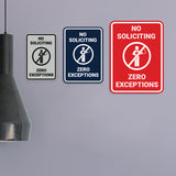 Portrait No Soliciting Zero Exceptions Wall or Door Sign