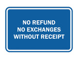 Signs ByLITA Classic Framed No Refund No Exchanges Without Receipt Sign
